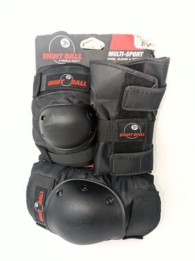 Eight Ball Multi-Sport Knee Elbow Wrist Pad Set - Black